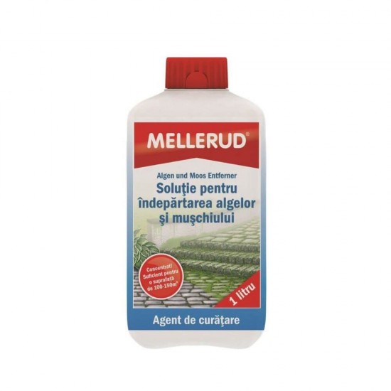 Solutie Curatare Alge si Muschi Mellerud, 1 L, Solutie pentru Curatarea Algelor si Muschiului, Solutie pentru Indepartarea Algelor si Muschiului, Solutie Indepartare si Prevenirea Aparitiei Reziduurilor Verzi, Solutii Curatare Reziduuri Verzi Mellerud