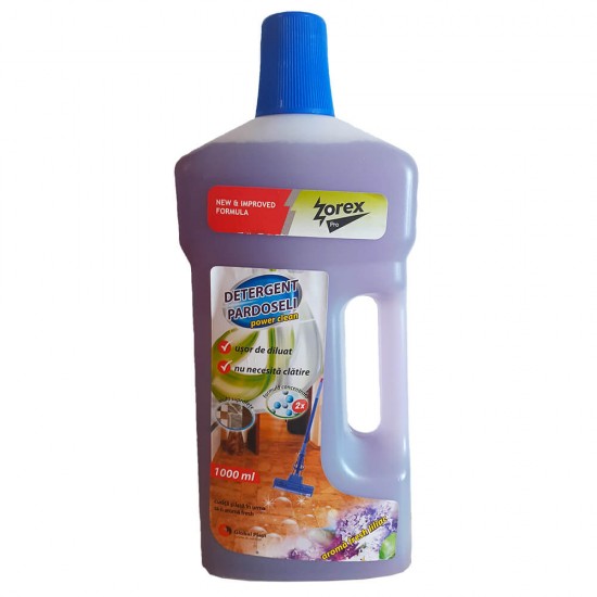 Detergent Lichid pentru Pardoseli Zorex Pro Power Clean, 1L, Parfum Liliac, Solutie de Curatat Pardoselile, Solutie Lichida pentru Pardoseli, Detergent Lichid pentru Pardoseli, Detergent Profesional de Curatenie, Detergent Pardoseli Profesional