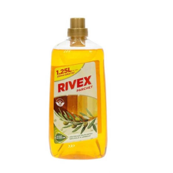 Detergent pentru Parchet cu Ulei de Masline, RIVEX, 1.25 L, Solutie de Curatat Pardoseli, Detergent pentru Pardoseli, Detergent pentru Podele, Detergent de Curatare Parchet, Solutie de Curatat Podele din Lemn, Solutie Podele cu Ulei de Masline