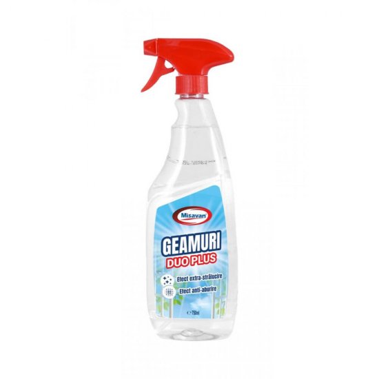 Detergent Geamuri Misavan Duo Plus, 1 L, cu Pulverizator, Detergent pentru Geamuri, Detergent Sticla, Detergent pentru Sticla, Detergent pentru Suprafete din Sticla, Detergent Oglinzi, Detergent pentru Oglinzi, Detergent Oglinda