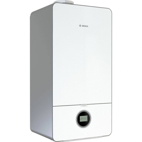 Centrala Termica pe Gaz Bosch Condens 7000i, GC7000iW 20/24, Montare pe Perete, Kit Evacuare Gaze Arse Orizontal de 1 m cu Adaptor D=80/125 mm la D=60/100 mm, Incalzire 20 kW, ACM 24 kW, Centrala Termica Bosch