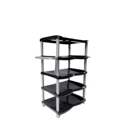 Etajera Pantofi cu 5 Rafturi STERK, 47x33x81 cm, Plastic Negru/Gri, Etajera cu Suporturi Pantofi, Etajere Depozitare Incaltaminte, Etajere Incaltaminte cu Rafturi  Hol, Etajera Uz Casnic de Aranjat Incaltamintea, Etajera Pantofi cu 5 Rafturi din Plastic