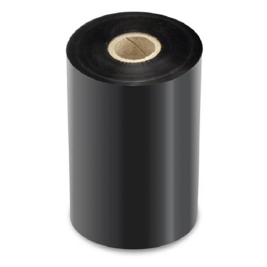 Ribon cu Ceara (WAX) Negru, 110mm x 300m, INK OUT - Ideale pentru Etichete Semilucioase