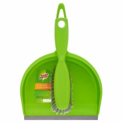 Set Faras cu Perie SCOTCH BRITE, 21x7x32.5 cm, Faras cu Lamela din Cauciuc, Culoare Verde, Set pentru Curatenie, Set pentru Menaj, Set pentru Uz Casnic, Set Perie si Faras din Plastic, Articole Curatenie