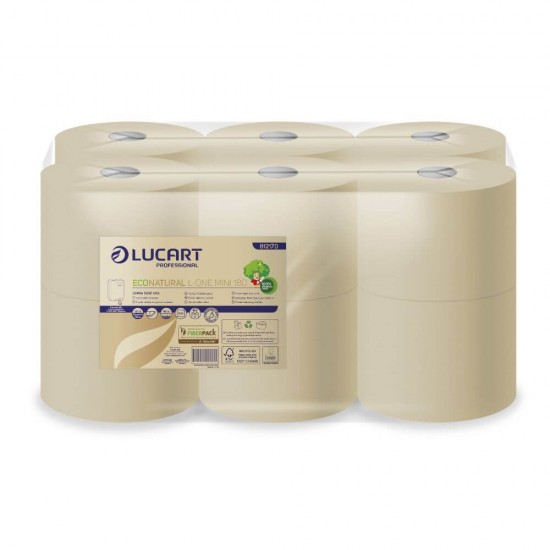 Hartie Igienica Lucart Eco Natural Jumbo, 2 Straturi, 12 Role/Bax, 900 Foi/Rola, Lungime 180 m, Hartie Igienica pentru Dispenser, Hartie Igienica Naturala, Hartie Igienica la Bax, Hartie Igienica Eco, Hartie Igienica Rola Mare