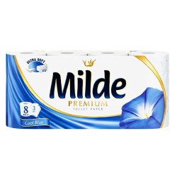 Hartie Igienica Parfumata Milde Cool Blue, 3 Straturi, 8 Role/Bax, 150 Foi/Rola, Latime 95 cm, Hartie cu Parfum Floral, Hartie Igienica Parfumata, Hartie Igienica la Bax, Hartie Igienica Alba, Hartie Igienica Milde