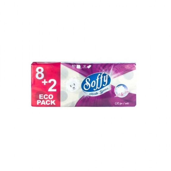Hartie Igienica SOFFY, 2 Straturi, 10 Role/Bax, 120 File/Rola, Hartie fara Parfum, Hartie Igienica Neparfumata, Hartie Igienica la Bax, Hartie Igienica Alba, Hartie Igienica SOFFY