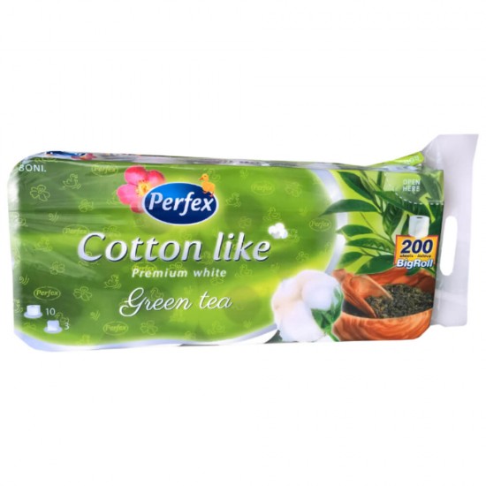 Hartie Igienica PERFEX Green Tea, 3 Straturi, 10 Role/Bax, 200 File/Rola, Hartie cu Parfum de Ceai Verde, Hartie Igienica Parfumata, Hartie Igienica la Bax, Hartie Igienica Alba, Hartie Igienica Perfex