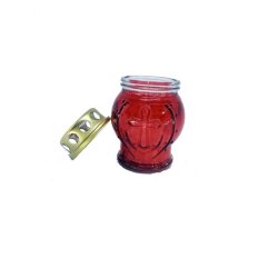 Candela de Sticla cu Capac, Rosu, Candela Simpla pentru Ocazii, Candela Classica, Candela Rosie din Sticla, Candela cu Fitil