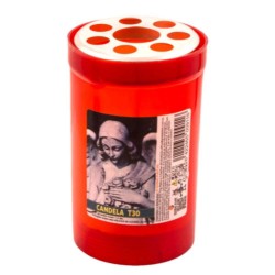 Candela Parafina cu Capac, Timp Ardere 36 h, 100x65 mm, Culoare Rosie, Lumanare Candela, Lumanari si Candele Tip 30, Candele din Parafina, Candele pentru Exterior, Candele pentru Sarbatori, Candele cu Capac, Candela cu Capac Metalic