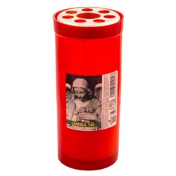 Candela Parafina cu Capac, Timp Ardere 60 h, 155x65 mm, Culoare Rosie, Lumanare Candela, Lumanari si Candele Tip 40, Candele din Parafina, Candele pentru Exterior, Candele pentru Sarbatori, Candele cu Capac, Candela cu Capac Metalic