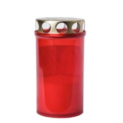 Candela Parafina cu Capac OTI, Timp Ardere 10 h, Rosie, Lumanare Candela, Lumanari si Candele, Candele din Parafina, Candele pentru Exterior, Candele pentru Sarbatori, Candele cu Capac, Candela cu Capac Metalic