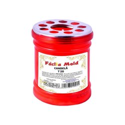Candela Faclia Mold T20, cu Capac, 20 h Timp de Ardere, Candela Faclia T20, Candela T20, Candele Faclia Mold, Candela din Plastic, Candela cu Capac, Candela Rosie, Candela de Plastic cu Capac Metalic, Candele cu Capac, Candele Rosii