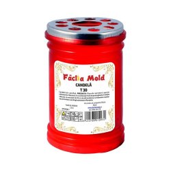 Candela Faclia Mold T30, cu Capac, 25 h Timp de Ardere, Candela Faclia T30, Candela T30, Candele Faclia Mold, Candela din Plastic, Candela cu Capac, Candela Rosie, Candela de Plastic cu Capac Metalic, Candele cu Capac, Candele Rosii