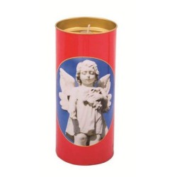 Candela Ecologica, Timp Ardere 72 h, 140x62 mm, Culoare Rosie, Lumanare Candela, Lumanari si Candele Ecologice, Candele Ecologice, Candele pentru Exterior, Candele pentru Sarbatori, Candele Ardere 72 h, Candela cu Capac Metalic