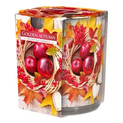 Lumanare Parfumata Aura Golden Autumn, Parfum de Mere, Lumanare Pahar de Sticla, Lumanare Aura, Lumanare Pahar de Sticla Aura, Lumanare Aromatica, Lumanare Decorativa, Lumanare Parfumata Decorativa