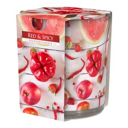 Lumanare Parfumata Aura Red & Spicy, Parfum de Pepene Rosu, Lumanare Pahar de Sticla, Lumanare Aura, Lumanare Pahar de Sticla Aura, Lumanare Aromatica, Lumanare Decorativa, Lumanare Parfumata Decorativa