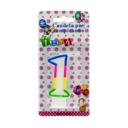Lumanare Aniversara Cifra 1, Lungime 7 cm, Parafina, Multicolor, Cifre pentru Tort, Lumanari din Parafina, Lumanari Aniversare, Lumanari pentru Tort, Lumanare pentru Zile de Nastere, Lumanare Cifra pentru Tort, Cifre Lumanari pentru Tort