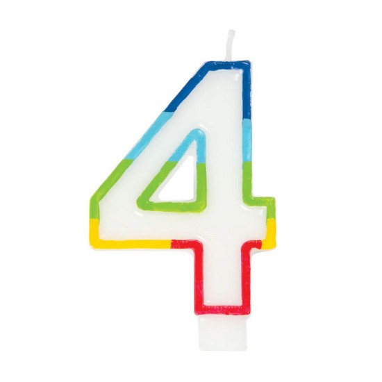 Lumanare Aniversara Cifra 4, Lungime 7 cm, Parafina, Multicolor, Cifre pentru Tort, Lumanari din Parafina, Lumanari Aniversare, Lumanari pentru Tort, Lumanare pentru Zile de Nastere, Lumanare Cifra pentru Tort, Cifre Lumanari pentru Tort
