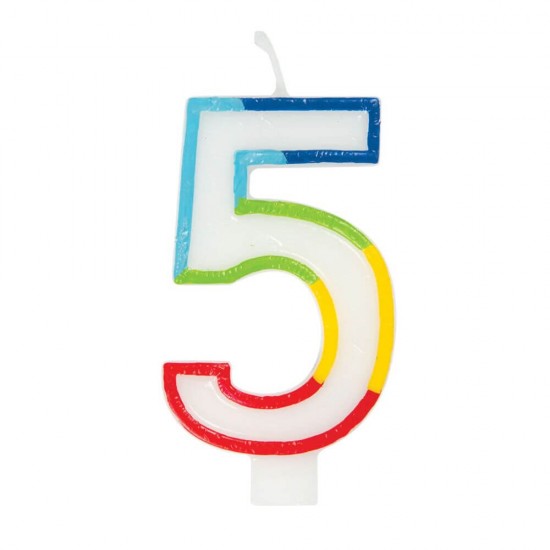 Lumanare Aniversara Cifra 5, Lungime 7 cm, Parafina, Multicolor, Cifre pentru Tort, Lumanari din Parafina, Lumanari Aniversare, Lumanari pentru Tort, Lumanare pentru Zile de Nastere, Lumanare Cifra pentru Tort, Cifre Lumanari pentru Tort