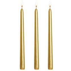 Set 10 Lumanari pentru Masa Duni Antique, 26 cm, Aurii, Lumanari Aurii pentru Masa, Lumanari Decorative Masa, Set Lumanari Lungi pentru Decor, Set Lumanari Aurii Decorative pentru Interior, Lumanare Aurie Decorativa