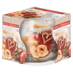 Lumanare Parfumata in Pahar de Sticla Aura Apple Cinnamon, Parfum de Mere si Scortisoara, Lumanari Parfumate, Lumanari in Pahar, Lumanare la Pahar, Lumanare cu Parfum, Lumanare Parfum de Mere si Scortisoara, Lumanare Mere si Scortisoara