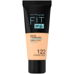 Fond de Ten 122 Creamy Beige Maybelline New York Fit Me Matte & Poreless, 30 ml, Fond de Ten Maybelline, Fond de Ten Deschis, Fond de Ten cu Argila, Fond de Ten Mat, Fond de Ten Cald, Fond de Ten Matifiant, Fond de Ten pentru Tenul Gras