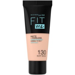 Fond de Ten 130 Buff Beige Maybelline New York Fit Me Matte & Poreless, 30 ml, Fond de Ten Maybelline, Fond de Ten Deschis, Fond de Ten cu Argila, Fond de Ten Mat, Fond de Ten Cald, Fond de Ten Matifiant, Fond de Ten pentru Tenul Gras
