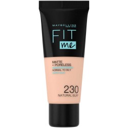 Fond de Ten 230 Natural Buff Maybelline New York Fit Me Matte & Poreless, 30 ml, Fond de Ten Maybelline, Fond de Ten Deschis, Fond de Ten cu Argila, Fond de Ten Mat, Fond de Ten Neutru, Fond de Ten Matifiant, Fond de Ten pentru Tenul Gras