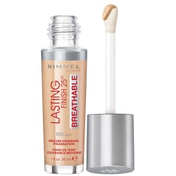 Fond de Ten Rimmel Lasting Finish Breathable 25h, 100 Ivory, 30 ml, Fond de Ten cu Acoperire, Fond de Ten cu Acoperire Medie, Fond de Ten Rezistent, Fond de Ten Zilnic, Fond de Ten Rimmel London, Fond de Ten Lasting Finish Radiance