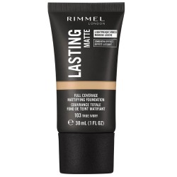 Fond de Ten Rimmel Lasting Matte, 103 True Ivory, 30 ml, Fond de Ten cu Acoperire, Fond de Ten Efect Mat, Fond de Ten cu Acoperire Mare, Fond de Ten Rezistent, Fond de Ten Zilnic, Fond de Ten Rimmel London, Fond de Ten Lasting Finish Matte