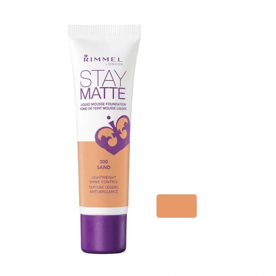 Fond de Ten RIMMEL LONDON Stay Matte, 300 Sand, 30 ml, Fond de Ten Matifiant, Fond de Ten cu Acoperire Medie, Fond de Ten Rezistent, Fond de Ten Micsorare Pori, Fond de Ten Rimmel London, Fond de Ten Spuma, Fond de Ten pentru Fata