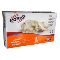 Set 100 Manusi Pudrate Poppy, L, Latex, Alb, Unica Folosinta, Manusi de Unica Folosinta Pudrate, Manusi Menaj Poppy, Manusi de Latex, Manusi Latex, Manusi Menaj Latex, Manusi de Menaj din Latex, Manusi Curatenie, Manusi pentru Curatenie