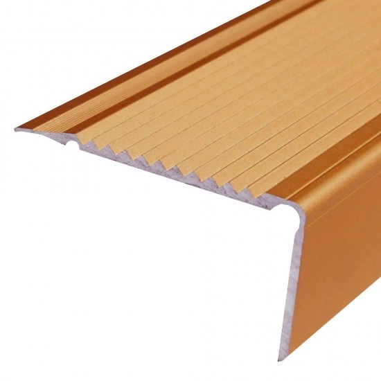 Profil Neperforat Aluminiu pentru Trepte, 45x23 mm, 2.7 m, Bronz, Model 3130, Profil Trepte, Profil pentru Treapta, Profil Protectie Trepte, Profil pentru Protectia Treptelor, Profil pentru Trepte, Profile pentru Trepte, Profile Trepte