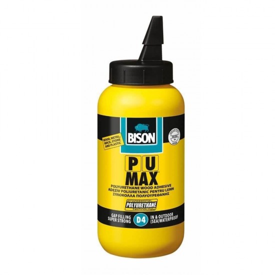 Adeziv Poliuretanic Lemn Bison PU MAX, 750 ml, Adeziv Poliuretanic pentru Lemn, Adezive Rezistente la Apa, Amenajari Interioare, Adeziv D4 pentru Lemn, Adeziv Cadre din Lemn pentru Ferestre, Adeziv pentru Panouri din Lemn