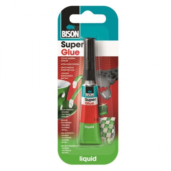 Super Glue BISON Liquid, 3 g, Adeziv Lichid, Lipici Universal, Lipici Super Glue, Lipici Plastic, Adeziv Metal, Lipici Multisuprafete
