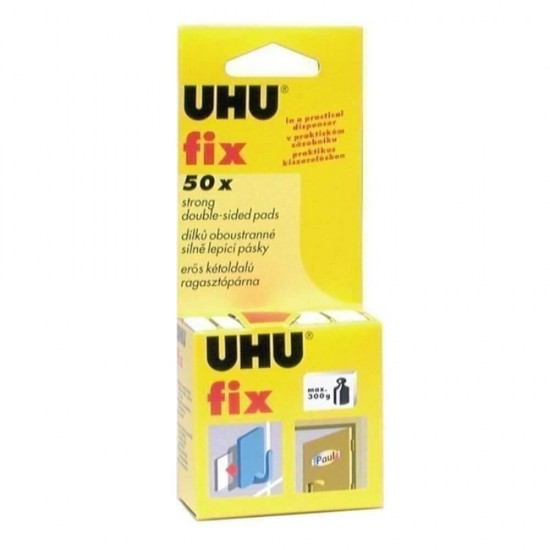 Set 50 Benzi Dublu Adezive Uhu Fix, Benzi Adezive, Set Benzi Adezive, Set Benzi cu Lipici, Banda de Lipit Materiale, Benzi pentru Lipirea si Fixarea Materialelor, Banda Dublu Adeziva UHU, Adezive pentru Materiale Constructii, Amenajari Interioare