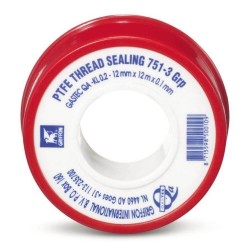 Banda Teflon Griffon, 12m x 12mm x 0,1mm, PTFE, Alb, Certificat GASTEC, Banda de Etansare din PTFE, Banda de Teflon PTFE, Benzi de Teflon, Benzi de Etansare Imbinari Filetate, Banda Etansare Instalatii Sanitare, Banda Teflon pentru Fitinguri Conducte
