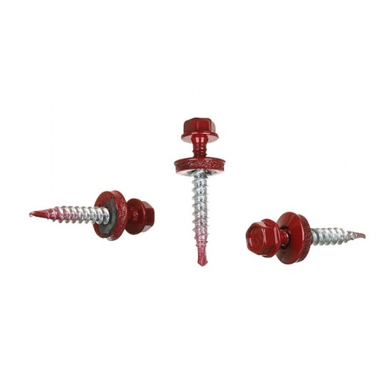 Set 250 Suruburi Autoforante Sentosa, 4.8x35 mm, Rosii, Suruburi Autoforante Set, Suruburi Autoforante pentru Acoperisuri, Suruburi pentru Tigla Metalica, Suruburi pentru Tabla si Acoperisuri, Suruburi Tigla Metalica Autoforante