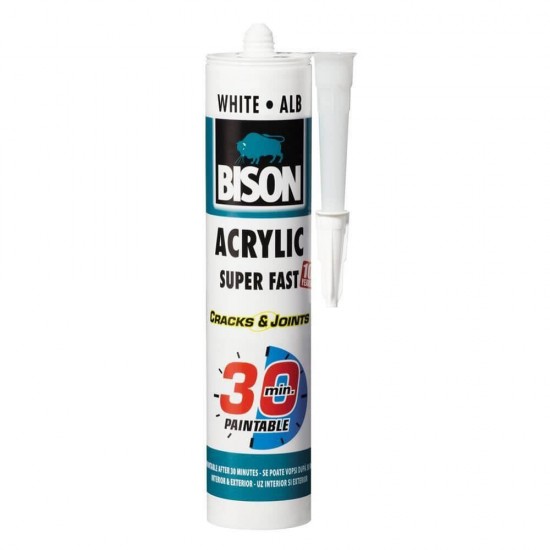 Mastic Etanseizant Ultra Rapid Bison Acrylic Super Fast, 300 ml, Alb, Etanseizant Acrilic, Mastic Etanseizant Universal, Mastic Etanseizant Acrilic, Etanseizant Universal, Mastic Etansare, Mastic Etansare Universal