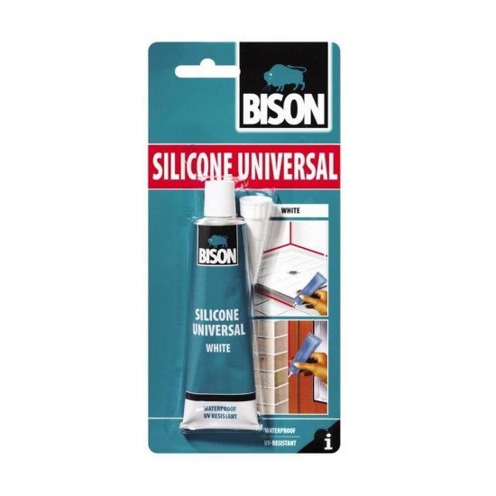 Silicon Universal Bison, 60 ml, Alb, Mastic Etansare Universal, Bison Silicone Universal, Silicon Alb, Mastic Etanseizant Universal, Silicon Bison, Silicon Etansare Rosturi Fisuri si Imbinari, Silicon de Culoare Alba, Silicon Universal Constructii