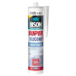 Silicon Sanitar Super Bison, 280 ml, Alb, Mastic Etansare, Bison Super Silicone Sanitary, Silicon Alb Sanitar, Mastic Etanseizant Sanitar, Silicon Sanitar Bison, Silicon Etansare Rosturi Fisuri si Imbinari, Silicon Super Alb Sanitar