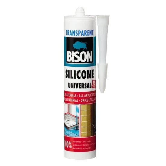 Silicon Universal Bison, 280 ml, Transaparent, Mastic Etansare Universal, Bison Silicone Universal, Silicon Transparent, Mastic Etanseizant Universal, Silicon Bison, Silicon Etansare Rosturi Fisuri si Imbinari, Silicon de Culoare Transparenta