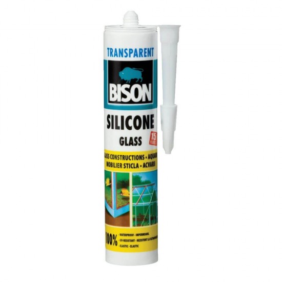 Silicon Sticla Bison, 280 ml, Transparent, Mastic Etanseizant Ideal pentru Sticla, Bison Silicone Glass, Mastic Etansare Sticla, Silicon Transparent pentru Sticla, Adeziv Siliconic pentru Sticla, Adezivi Silicon Sticla, Silicon Sticla Bison