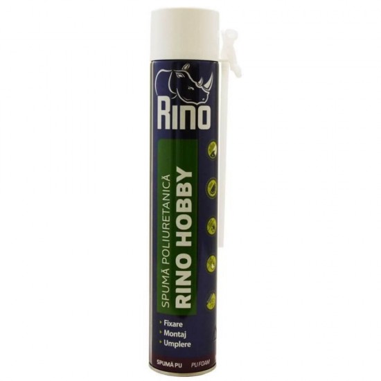 Spuma Poliuretanica Rino Hobby, 650 ml, cu Aplicator, Spuma pentru Etansare si Izolare, Izolatie Spuma Poliuretanica, Izolatii Spume Poliuretanice, Spuma Poliuretanica Termoizolanta, Termoizolatie Spuma, Termoizolatii sub forma de Spuma, Spuma Expandanta
