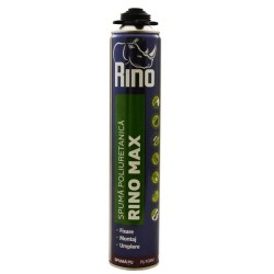 Spuma Poliuretanica Rino Max, 880 ml, pentru Pistol, Spuma pentru Etansare si Izolare, Izolatie Spuma Poliuretanica, Izolatii Spume Poliuretanice, Spuma Poliuretanica Termoizolanta, Termoizolatie Spuma, Termoizolatii sub forma de Spuma