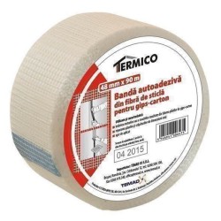 Banda din Fibra de Sticla pentru gips-carton Termico, 45mm x 90m, Banda Autoadeziva, Banda Autoadeziva Sticla, Banda pentru gips, Banda pentru Carton, Banda Autoadeziva pentru gips-carton, Banda Reparatii, Banda din Fibra, Banda din Fibra de Sticla