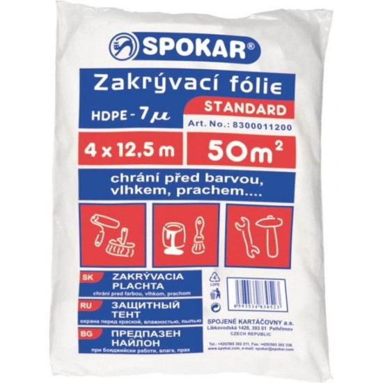 Folie Protectie Suprafete, 4x12.5 m, Folie Protectie Impotriva Stropilor de Vopsea, Folii de Protectie Suprafete, Folie de Protectie Mobila, Folie de Protectie Mobilier, Folie de Protectie pentru Zugravit, Folii de Protectie Vopsire Pereti