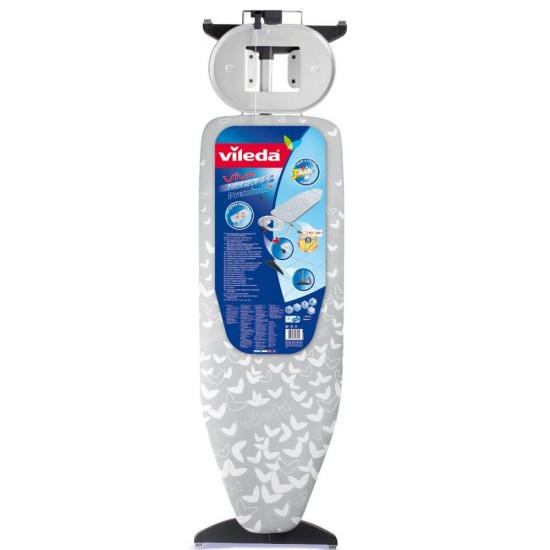 Masa de Calcat Vileda Premium Plus, 133×44 cm, cu Suport Fier de Calcat si Priza Electrica, Multicolor, Masa de Calcat Haine, Masa de Calcat cu Suport pentru Fierul de Calcat, Masa de Calcat cu Priza, Masa de Calcat cu Suport de Fier de Calcat