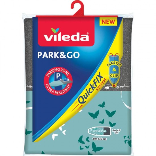 Husa Bumbac pentru Masa de Calcat Vileda Park&Go, Marime Universala, Culoare Gri si Verde, Huse Bumbac Universale pentru Masa de Calcat, Huse Mese de Calcat, Huse Bumbac pentru Masa de Calcat